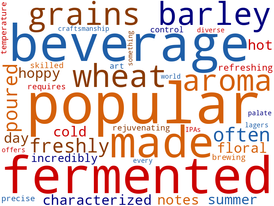 Word cloud of the keywords in Beer