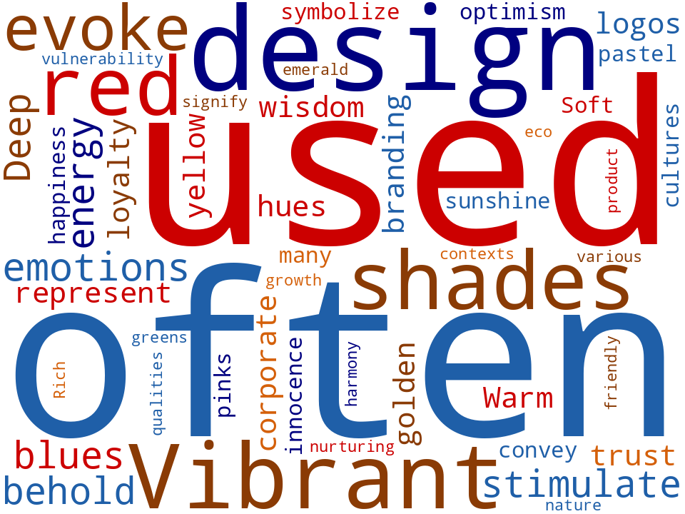 Word cloud of the keywords in Colors